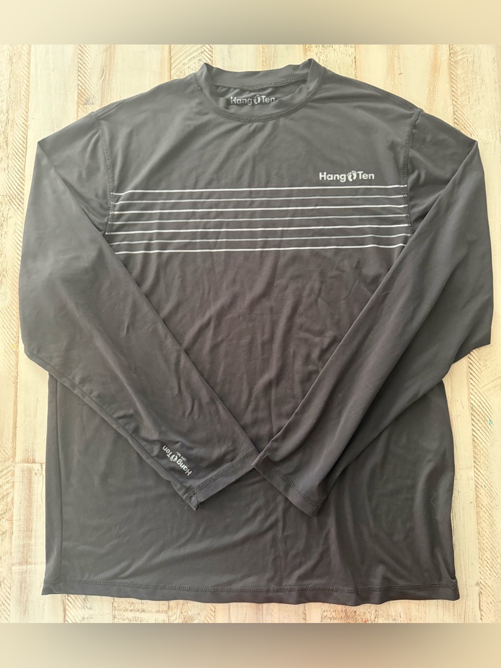 Hang Ten Men's Long Sleeve Grey Shirt with White Stripe Detail